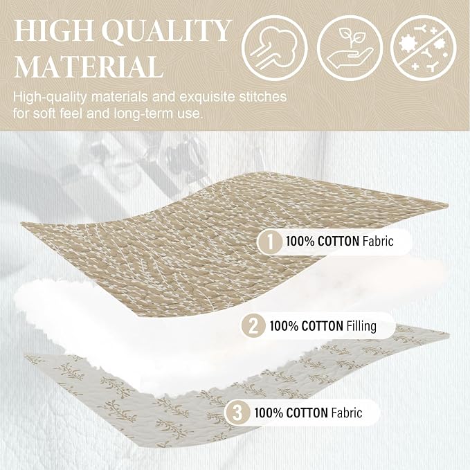 SahSahCasa Quilt Set King Size, 100% Cotton Quilt Bedding Set Bedspread - Image 6