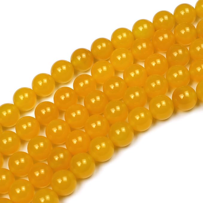MJDCB 7A Round Natural Yellow Agate Beads Stone Loose Beads - Image 5