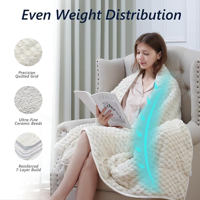 Mr. Sandman Weighted Blankets for Adults Queen Size 15lbs, Warm Sherpa Fleece - Image 4