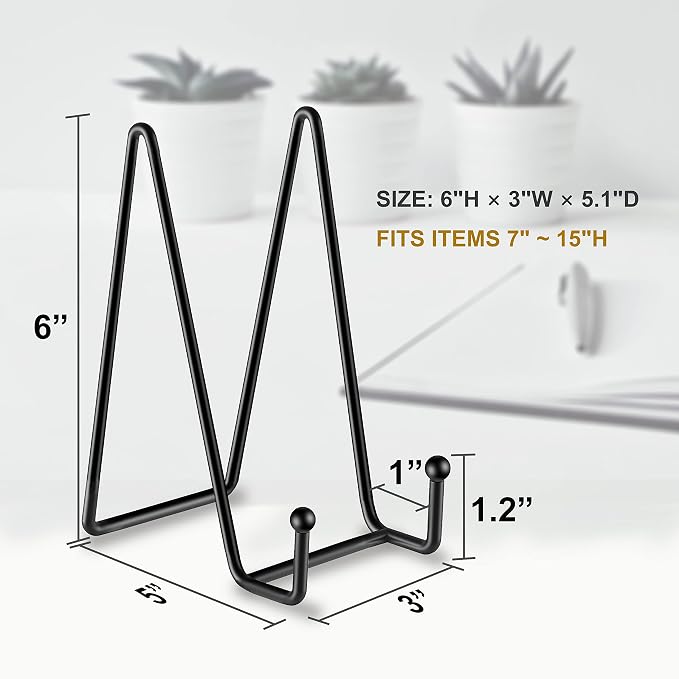 Hoewina Plate Stands, 3 Pack 6 Inch Plate Holder, Metal Frame Holder Stand - Image 2