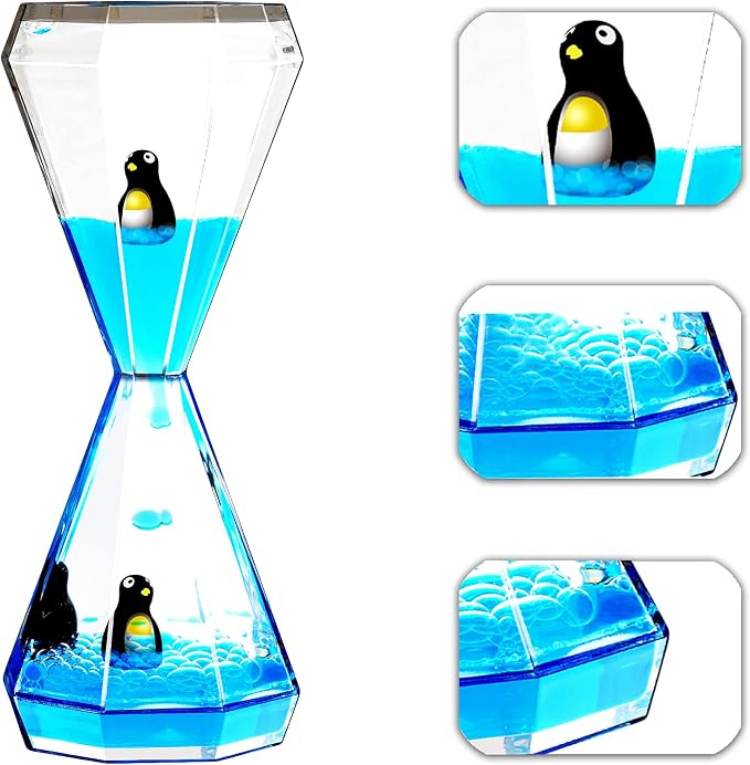 FKYTION Liquid Motion Bubbler & Diamond Shaped Penguin Liquid Timer and Moving - Image 6
