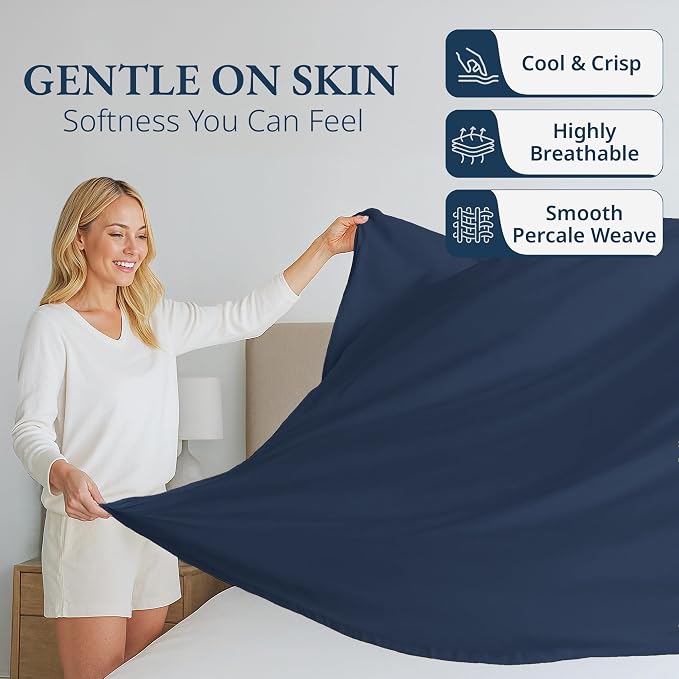 Lane Linen 100% Organic Cotton Twin Size Flat Sheet Only - Image 3