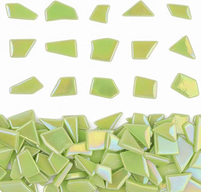 Youway Style Iridescent Green Glass Mosaic Tiles by YouwayStyle