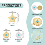 Sun Star Synthetic Turquoise Stone Charms Bohemian Style Charm | 9Pcs Gold - Image 5