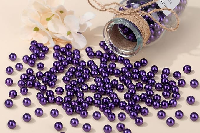 DUQGUHO Purple Pearl Beads for Crafts 6mm Plastic Pearl Beads - Image 3