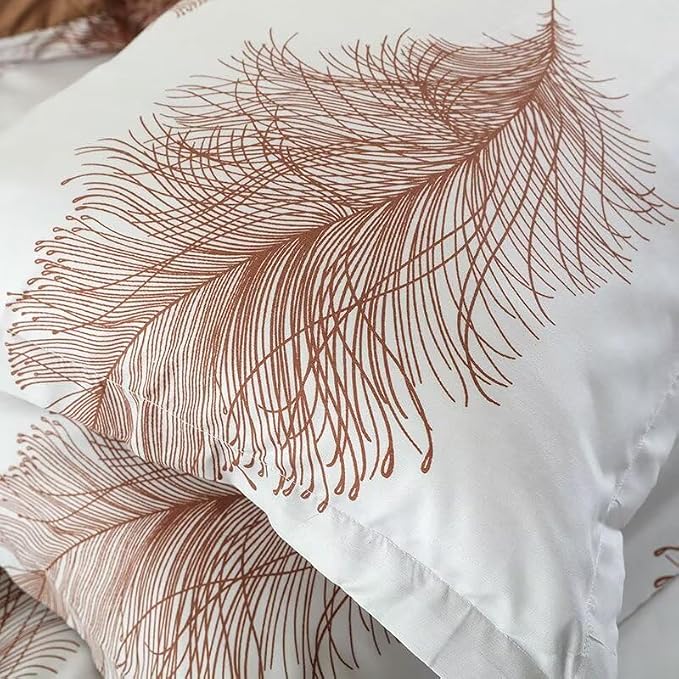 OAITE Duvet Cover Twin Size, Reversible Leaf Brown Duvet Cover Set - Image 4