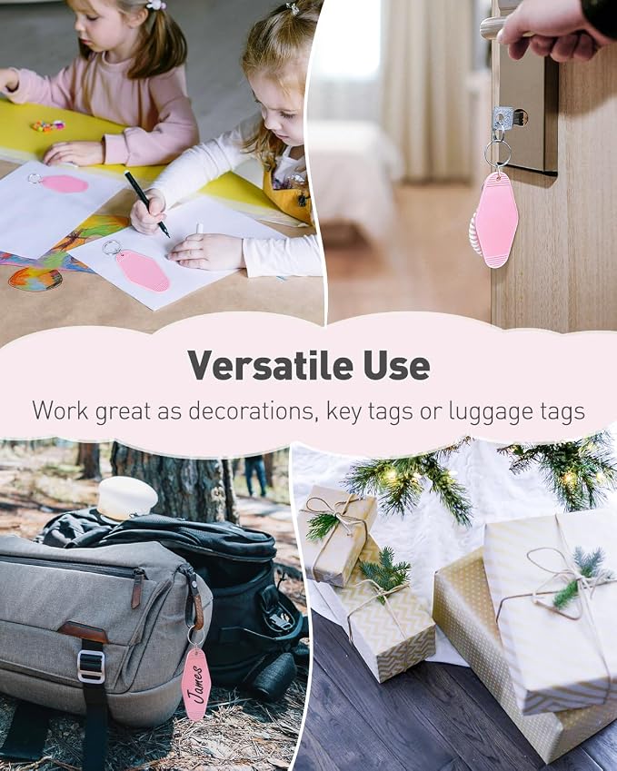 Uniclife 10 Pcs Blank Hotel Keychain Tags, Vintage Motel Keychain - Image 7