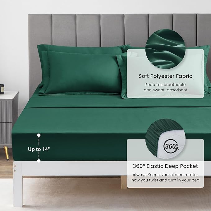 Love's cabin King Size Comforter Set Dark Green, 7 Pieces King Bed in a Bag - Image 6