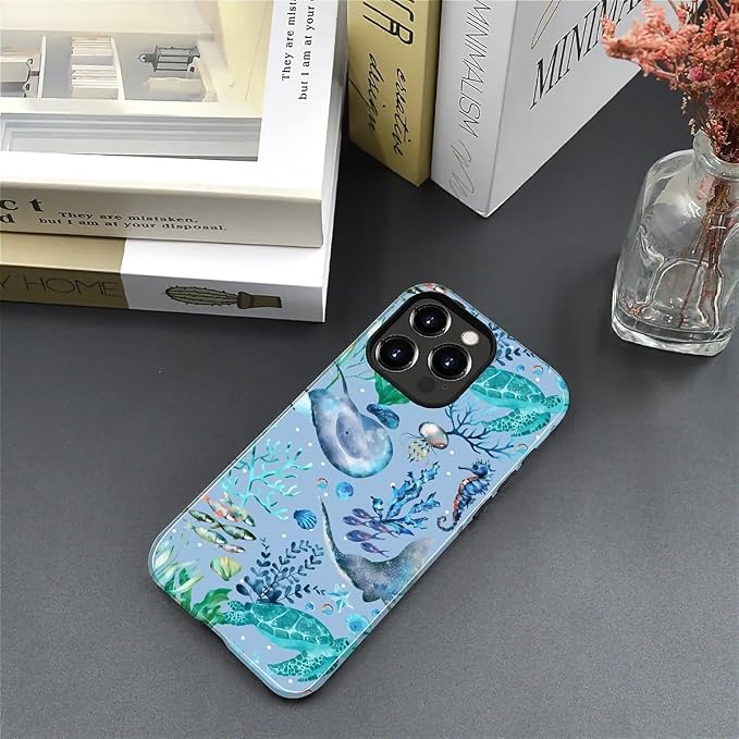 ZHEGAILIAN Case for iPhone 15 Pro Max, Ocean Stingray Turtle Seahorse Durable - Image 4