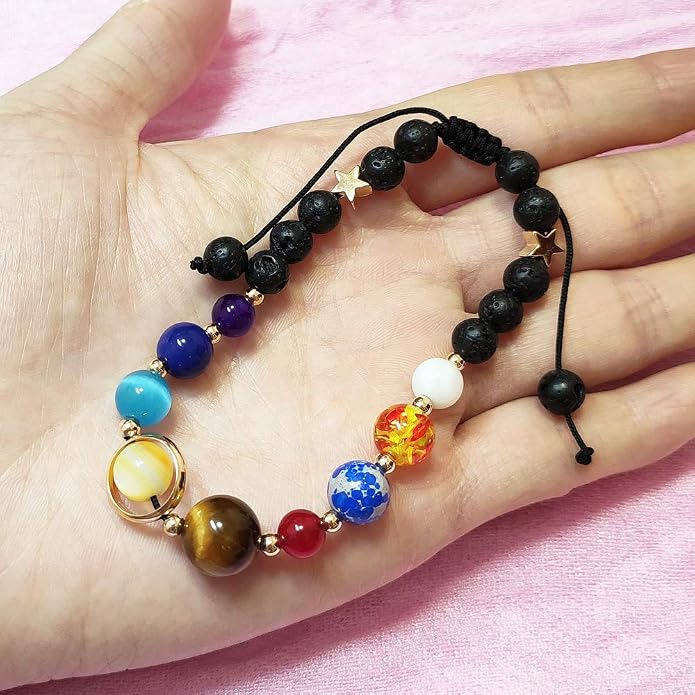 Women Stone Bead Charm Bracelet Universe Galaxy the Eight Planets Nine Planets - Image 6