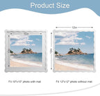 12x12 Picture Frame with Mat for 10x10, Wavy Edge Wooden Real Glass Photo Frame - Image 3