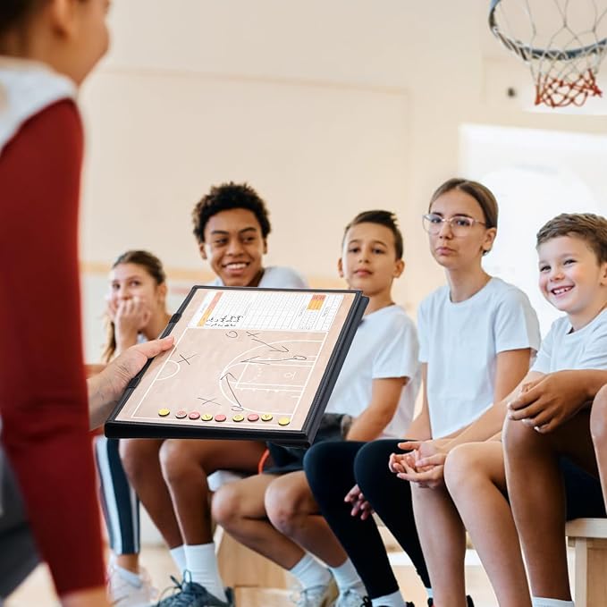 WISYOK Basketball Lineup Board, Foldable | 48 Cards, 2 Markers, Leather Covered - Image 6
