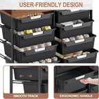 10 Drawers Rolling Cart with Wooden Tabletop, Utility Storage Cart with Wheels - Image 5