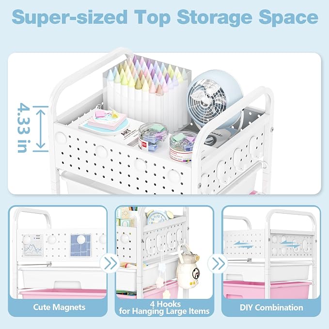 5 Drawer Rolling Storage Cart - Image 4