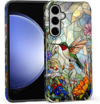 for Samsung Galaxy S25 FE Case, Hummingbird Wildflower Stained Glass Pattern - Image 3