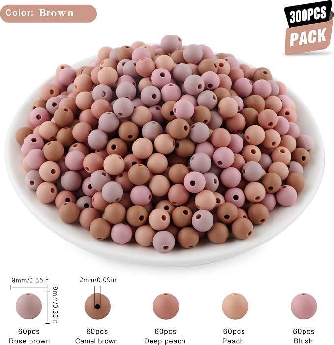 300Pcs Silicone Beads 9mm Mix Color, Bulk Silicone Beads 9mm - Image 2