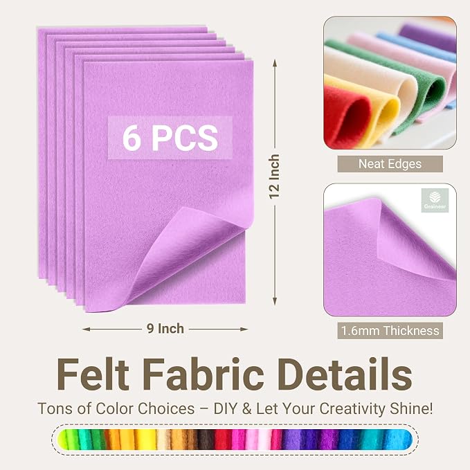 Amethyst Soft Felt Sheets for Crafts, 1.6mm Thick, Kids' Crafts, DIY Projects - Image 2