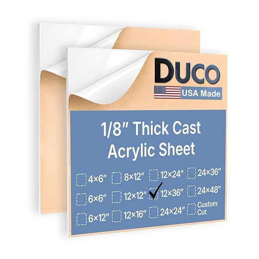 Duco White Cast Acrylic Sheets 1/8" Thick 12" x 36" by DucoPlasticsSupply