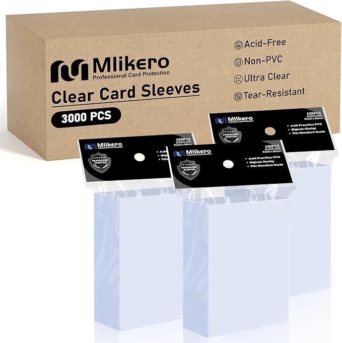 3000 Counts Card Sleeves, Baseball Card Sleeves, Soft Trading Cards Sleeve Fit by Mlikero