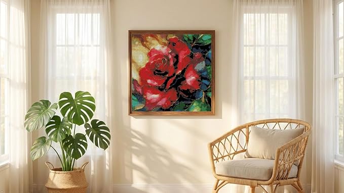 Rose Flowers Stamped Cross Stitch Kits, Embroidery Starter Kit - Image 3