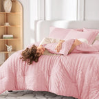 MUXHOMO 7 Pieces California King Comforter Set, Seersucker Bed in a Bag Cal - Image 7