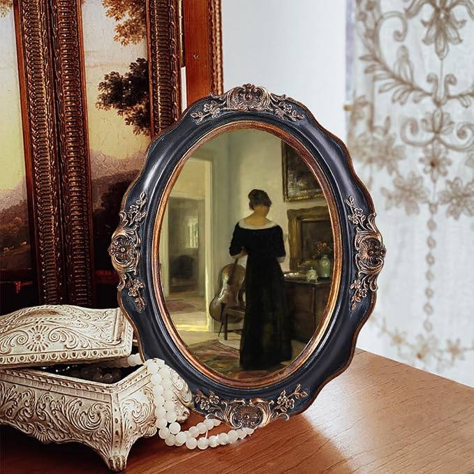 SIKOO Vintage Picture Frames 5x7 Oval Picture Frame Tabletop and Wall Mount - Image 2