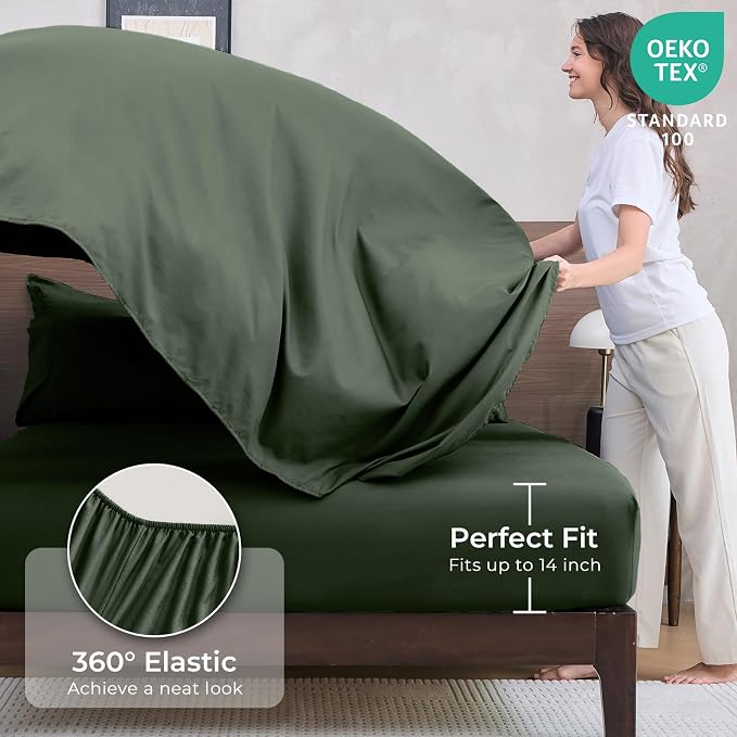 HEVUMYI Army Green California King Comforter Set - Image 5
