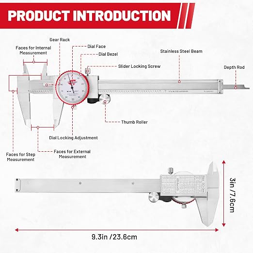 SAE Dial Caliper 0-6" Precision Measuring Tool | ±0.001" Accuracy, Mechanical - Image 2