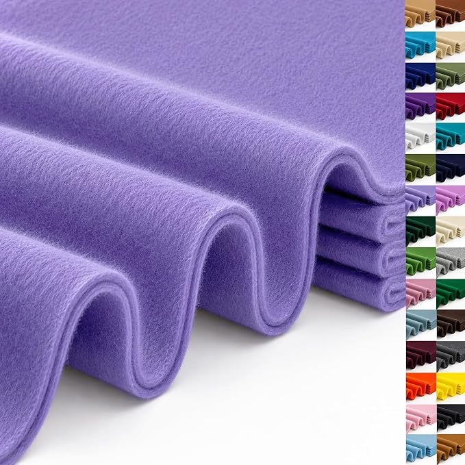 Lavender Large Felt Fabric 36" x 36", 1.4 mm Soft Felt Sheet, Nonwoven Fabric by ZANEXIR