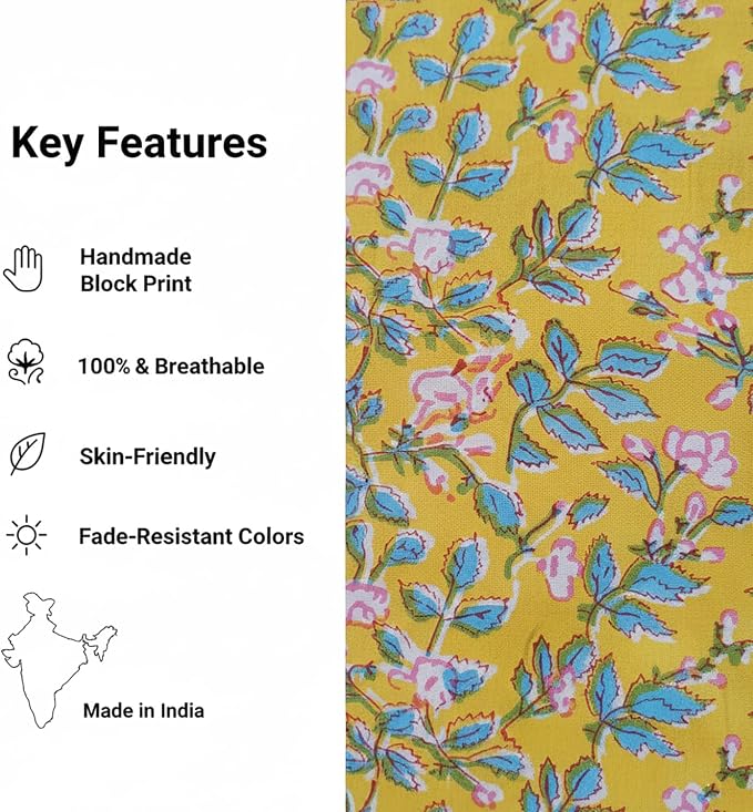 E-Tailor® Hand-Block Printed Pre-Cut Cotton Fabric Ideal - Image 4