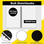 Fulmoon 50 Pcs Black Sketch Book Blank Spiral Notebook Unlined Soft Cover Kraft - Image 3