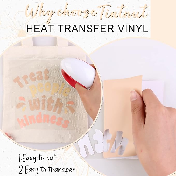 Tintnut Apricot Color Heat Transfer Vinyl, 10inx6ft Iron on Vinyl | Neutral - Image 3