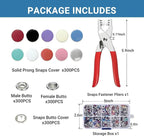 300 Sets Metal Snap Buttons Kit, 9.5mm Sewing Snaps in 10 Colors - Image 2