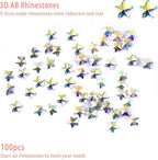 Allstarry 100pcs Flatback Rhinestones Irridescent Star-Shaped Face Gems Eye - Image 3