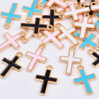 40pcs Enamel Cross Crucifix Charms Alloy Jesus Blessing Cross Dangle Pendants - Image 4