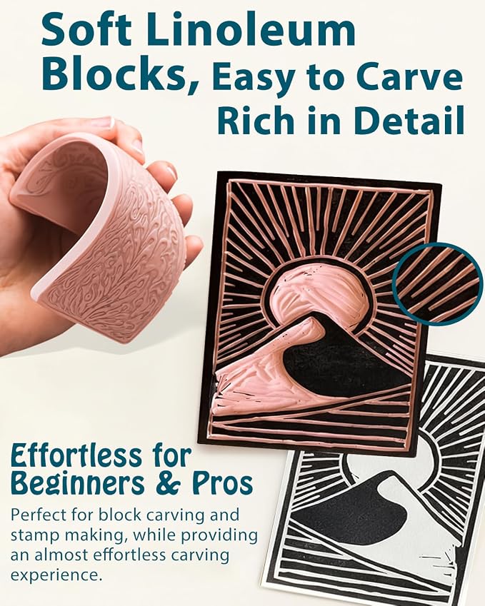 Linocut Tools Block Printing Kit: Deluxe Stamp Carving Printmaking Kit Supplies - Image 5