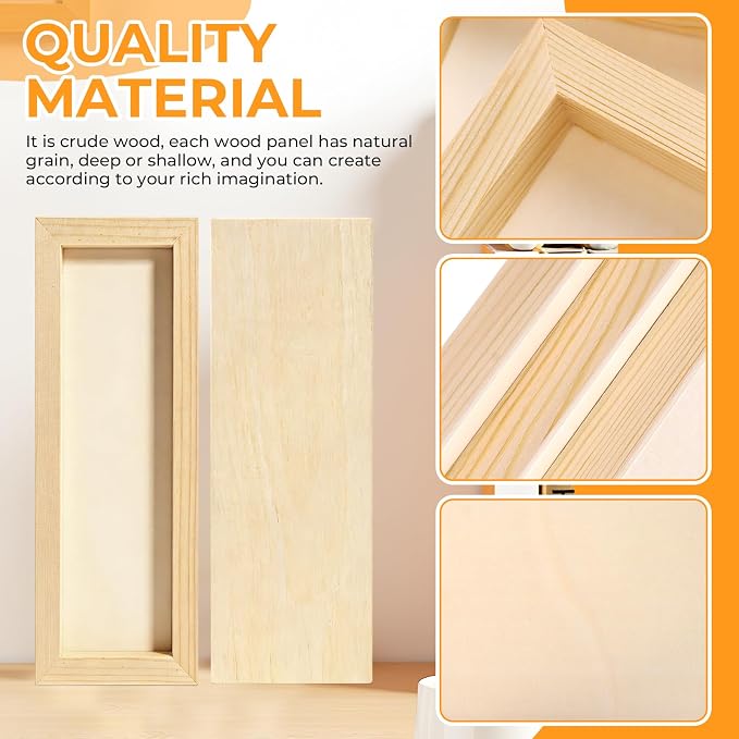 FSWCCK 5 Pack 4 x 12 inch Wood Panel Boards, Unfinished Wood Canvas Panels - Image 3