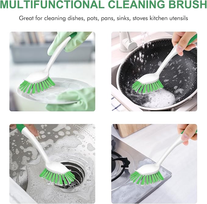 SetSail Dish Brush with Handle, 2 Pack Stiff Bristles Dish Scrubber with - Image 6