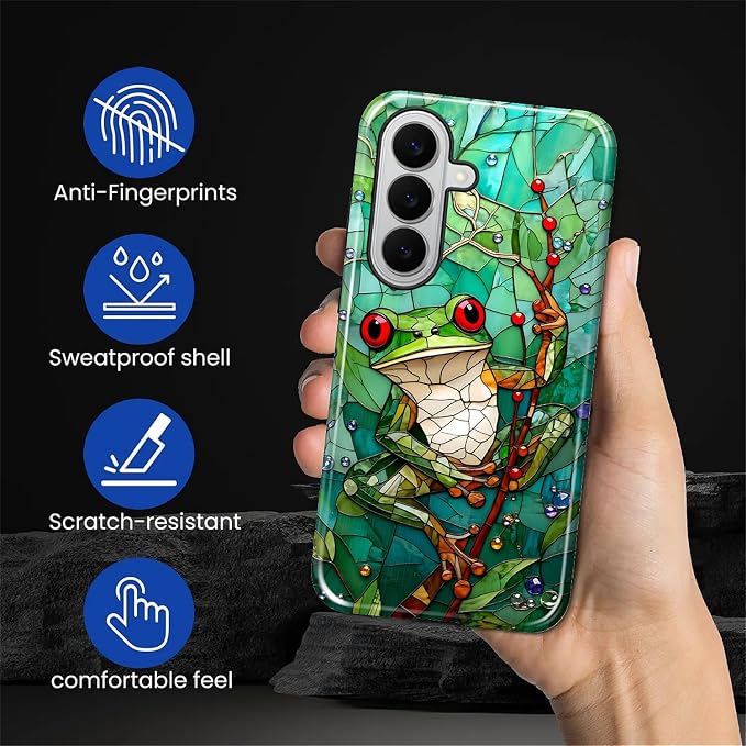 for Samsung Galaxy S26+ Case, Frog Stained Glass Pattern Glossy 2 in 1 - Image 7