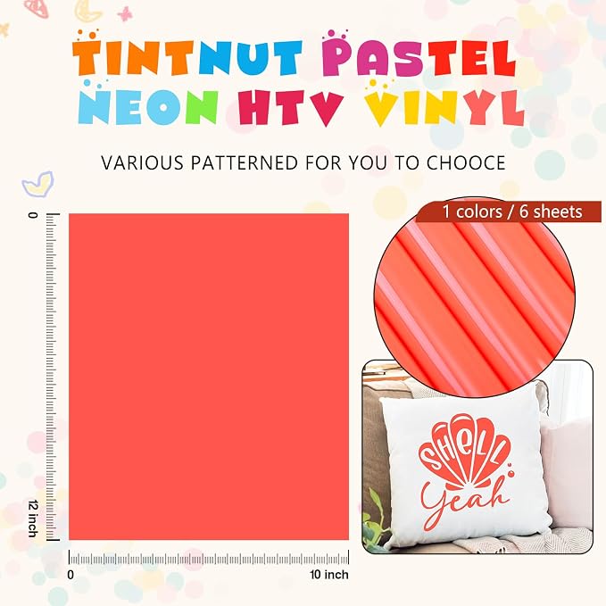 Tintnut Light Red Neon Heat Transfer Vinyl, easy cut & weed, stretch washable - Image 4