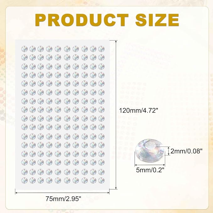 HARFINGTON 5 Sheet/800pcs Rhinestone Adhesive Stickers Self Adhesive Acrylic - Image 2