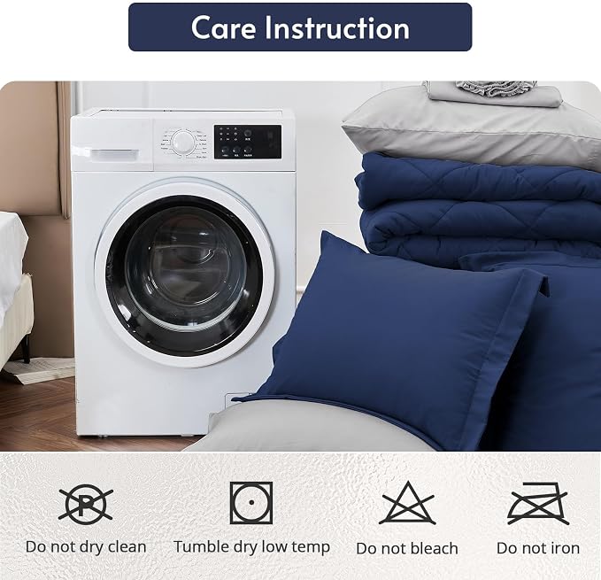 MUXHOMO 7 Pieces California King Comforter Set, Reversible Bed in a Bag Cal - Image 9