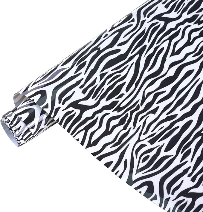 Tintnut Black Zebra Heat Transfer Vinyl Roll, easy cut & weed, stretch washable by Tintnut