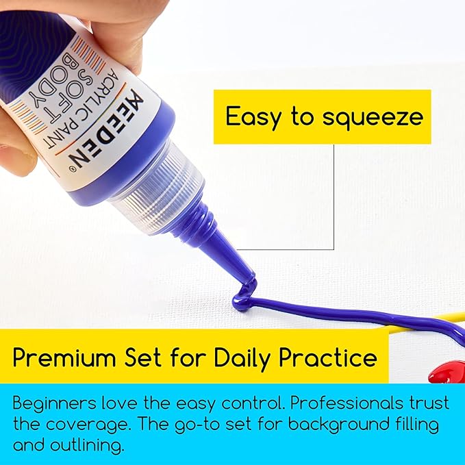 MEEDEN Soft Body Acrylic Paint: Lemon Yellow Hue Matte Finish - 250ml/8.45oz - Image 4