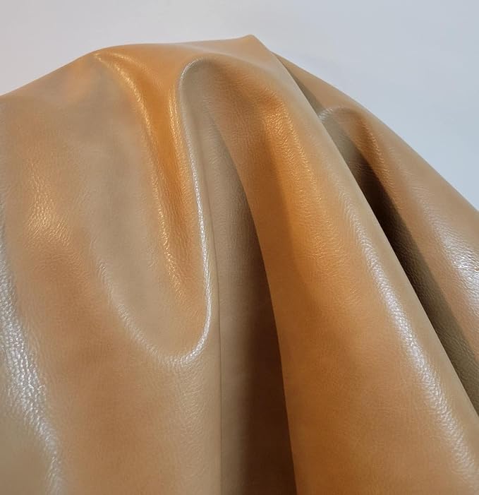 NAT Leathers | Wheat Camel 2 Tone Soft Faux Vegan Leather Sheet | 1 Yard Cut by - Image 5