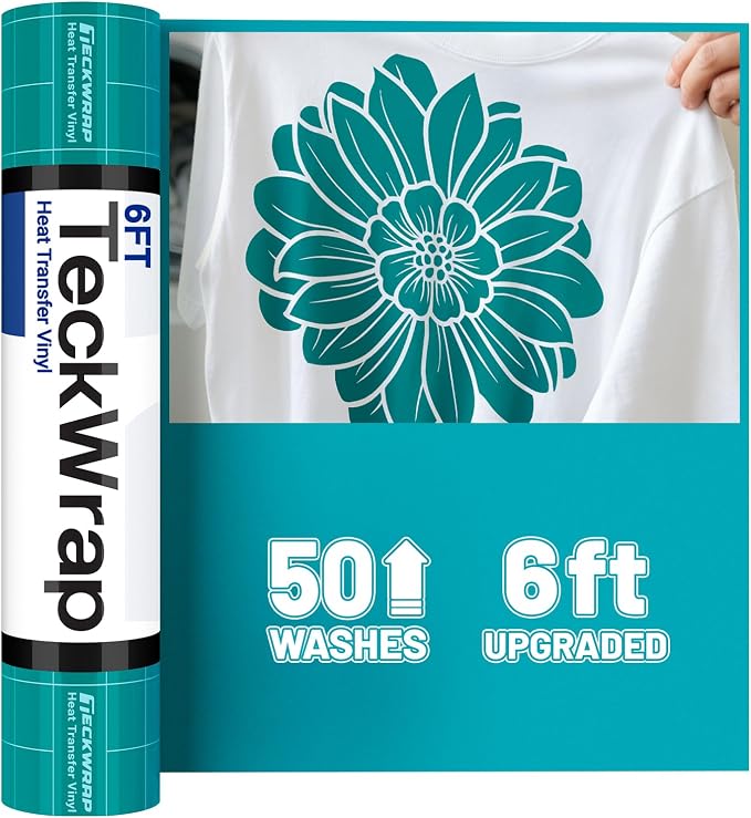 TECKWRAP Heat Transfer Vinyl for T-Shirts, 50+ Washes, REACH Certified & Dryer by TECKWRAP