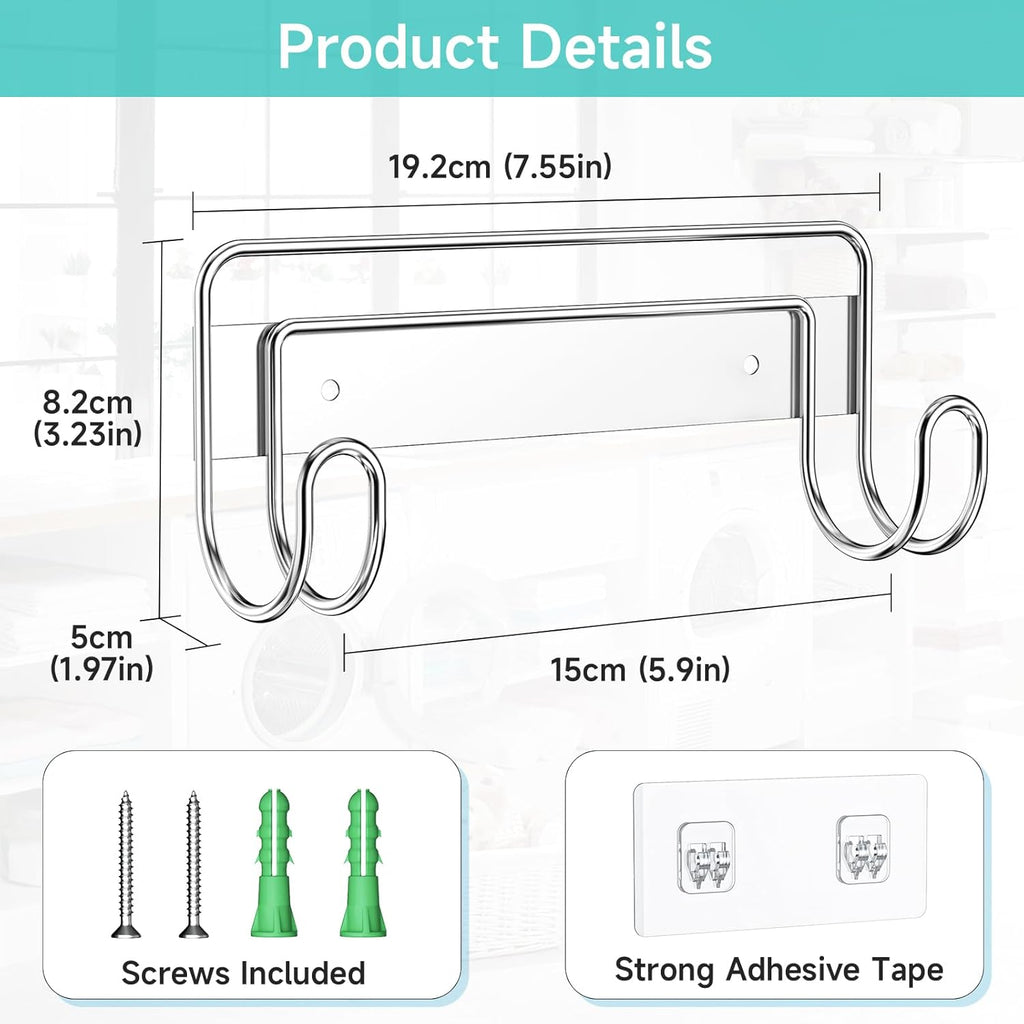 Ironing Board Hanger Wall Mount, Ironing Board Holder for T or Y Leg, Stainless Steel Iron Board Hanger, Laundry Room Wall Hook for Iron Board Holder