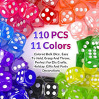 Rerdeim 110 Pieces Dice Set, Colored Game Bulk Dices, Colorful Dices, 6 Sided - Image 2