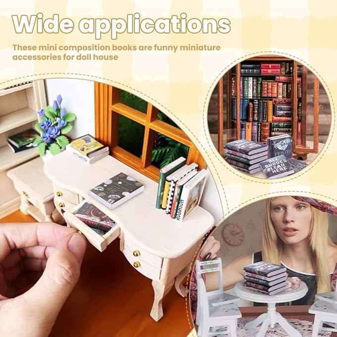 DIYDEC 300pcs Mini Books Miniatures Dollhouse Books - Image 5