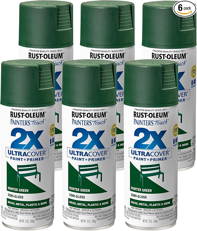 Rust-Oleum Painter's Touch 2X Spray Paint, Semi-Gloss Hunter Green | Indoor and by Rust-Oleum